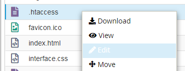 Edit htaccess