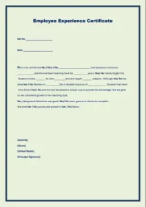 Experience Letter sample for teacher 11