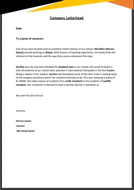 Teaching experience letter 24