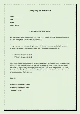 employee experience certificate format 30