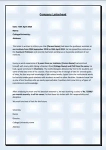 experience letter for assistant professor 28