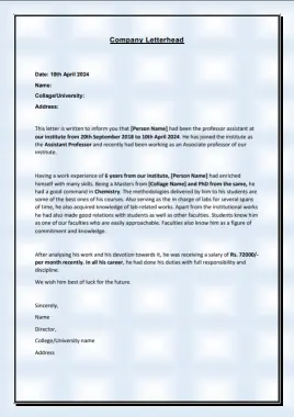 experience letter for assistant professor 28