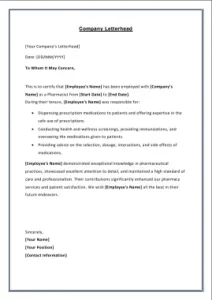 experience letter for pharmacist 25