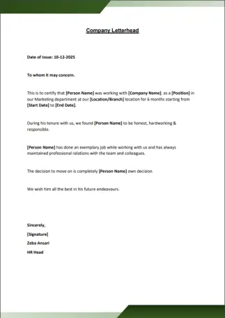 marketing experience letter 13