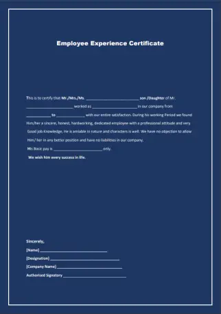 work experience certificate template 9