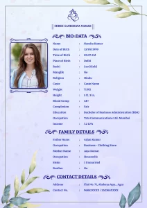 Biodata Format For Marriage 1