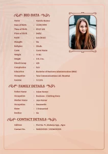 Biodata Format For Marriage 2