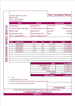 standard invoice template 41