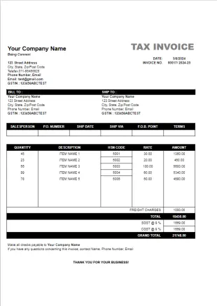 tax invoice format 17