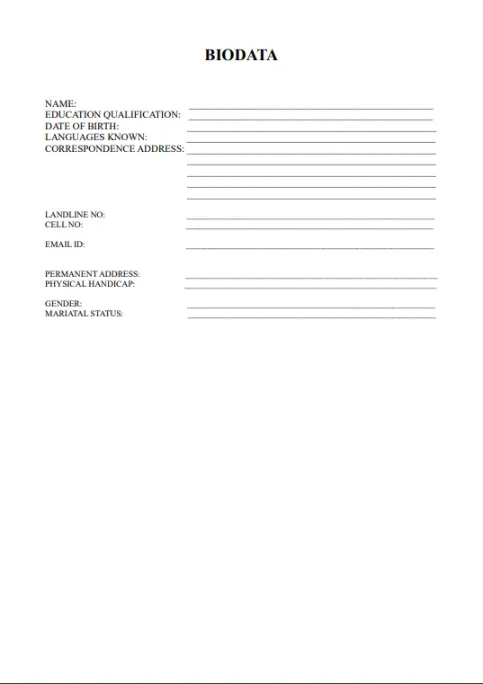 Sample BIO DATA 1 Download