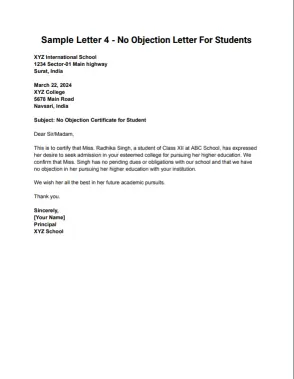 NOC letter for Student